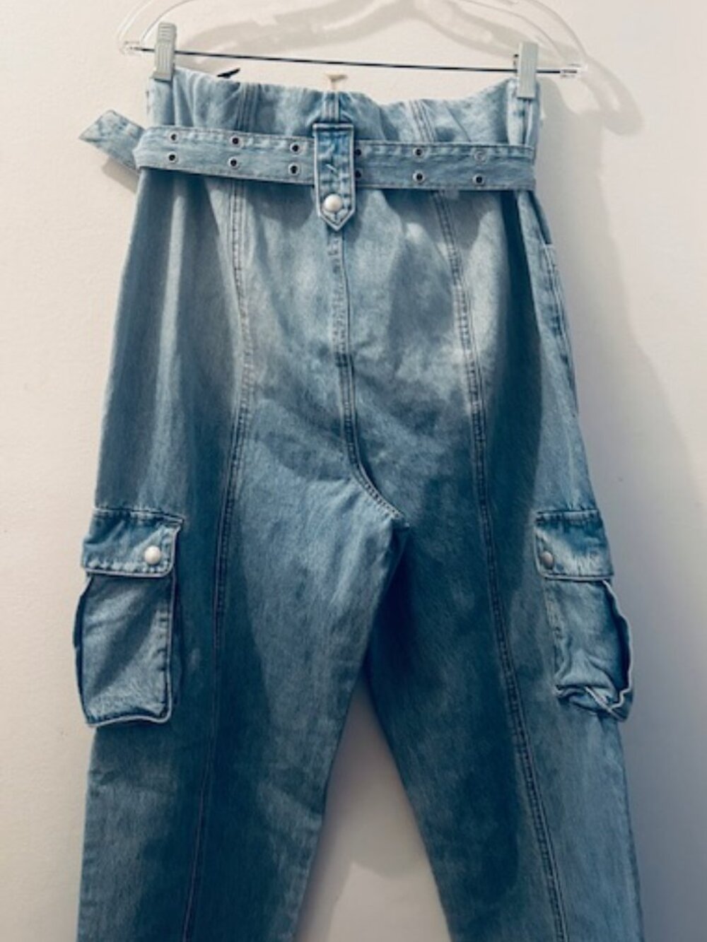 Blank NYC Women's Steal the Show Pant Denim Cargo Straight Leg Belt Jeans NEW - Picture 14 of 16